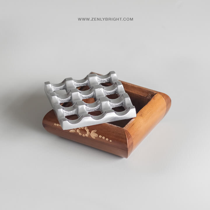 teak-wood-ashtray-with-aluminium-brown-teak-wood-9-holes-square-shaped